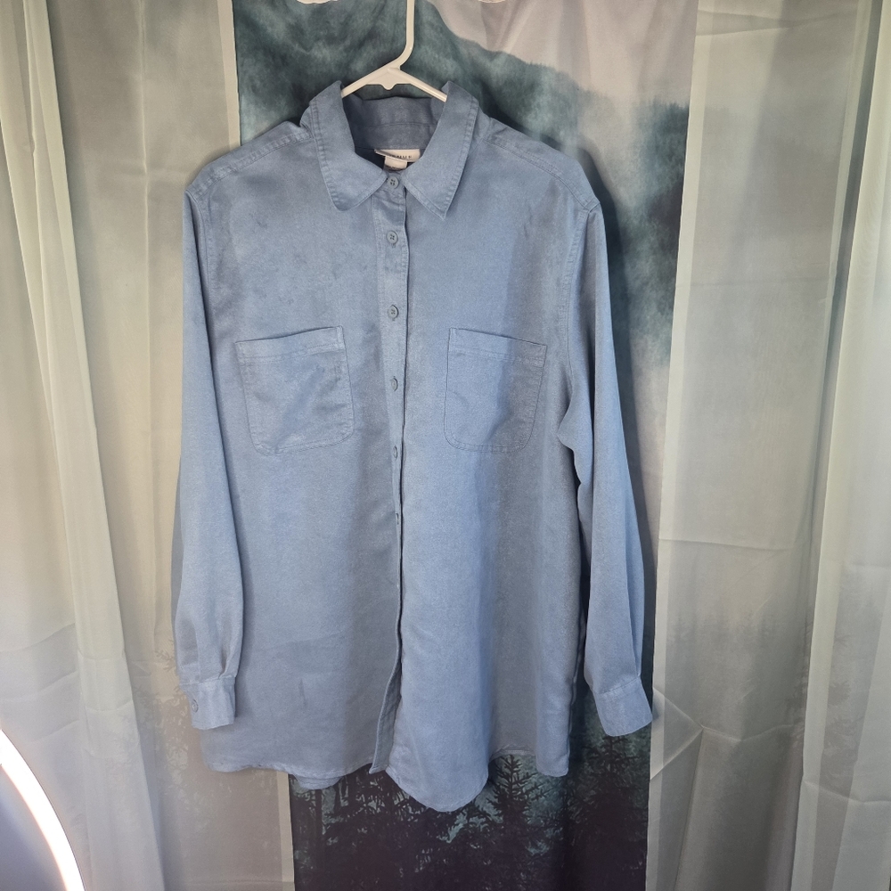 Avenue Blue Suede Button-Up Shirt